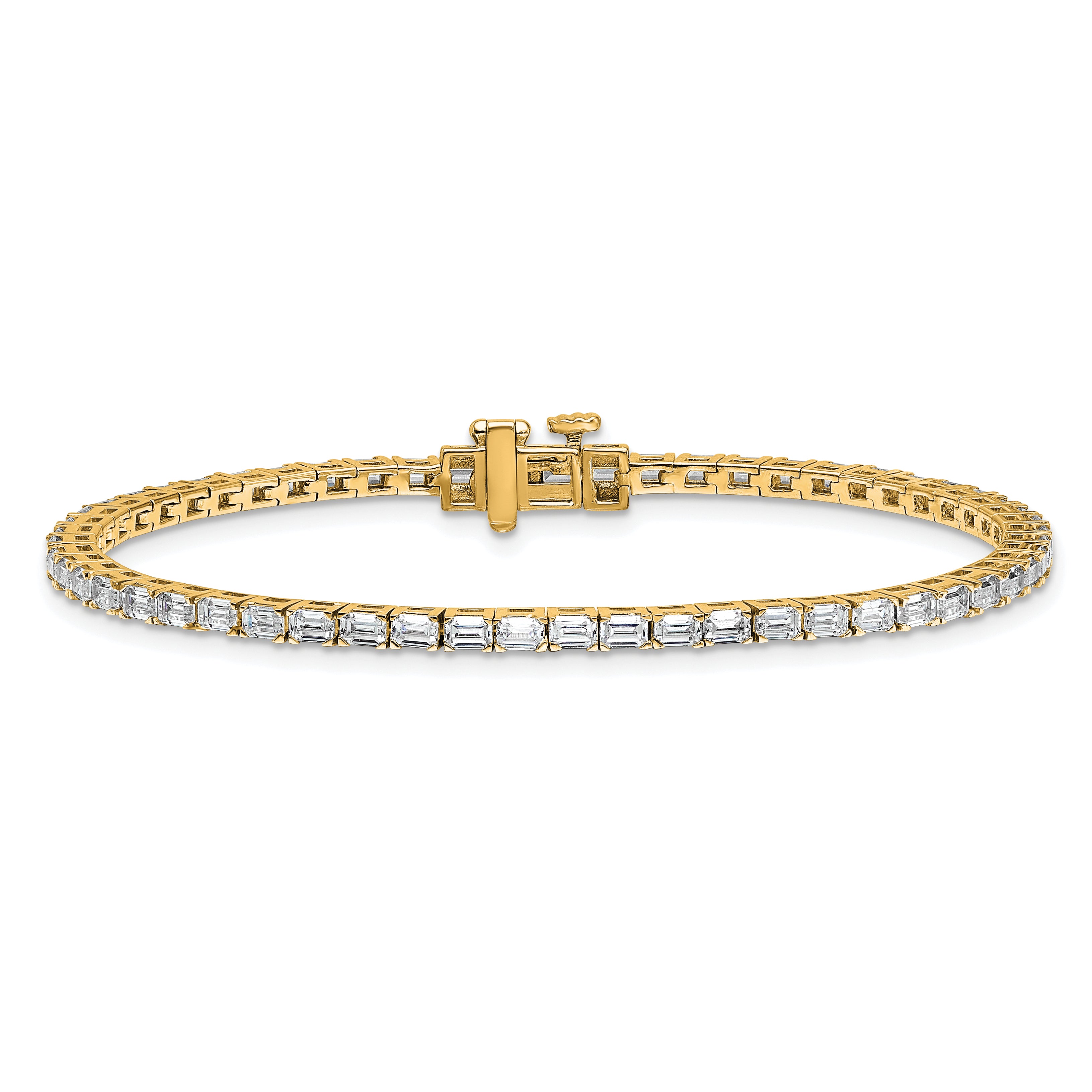 14K Yellow Gold Certified 4Ctw Vs/Si Fgh Lab Grown Emerald Diamond Tennis Bracelet