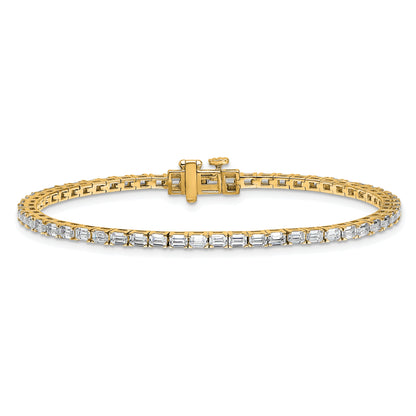 14K Yellow Gold Certified 4Ctw Vs/Si Fgh Lab Grown Emerald Diamond Tennis Bracelet