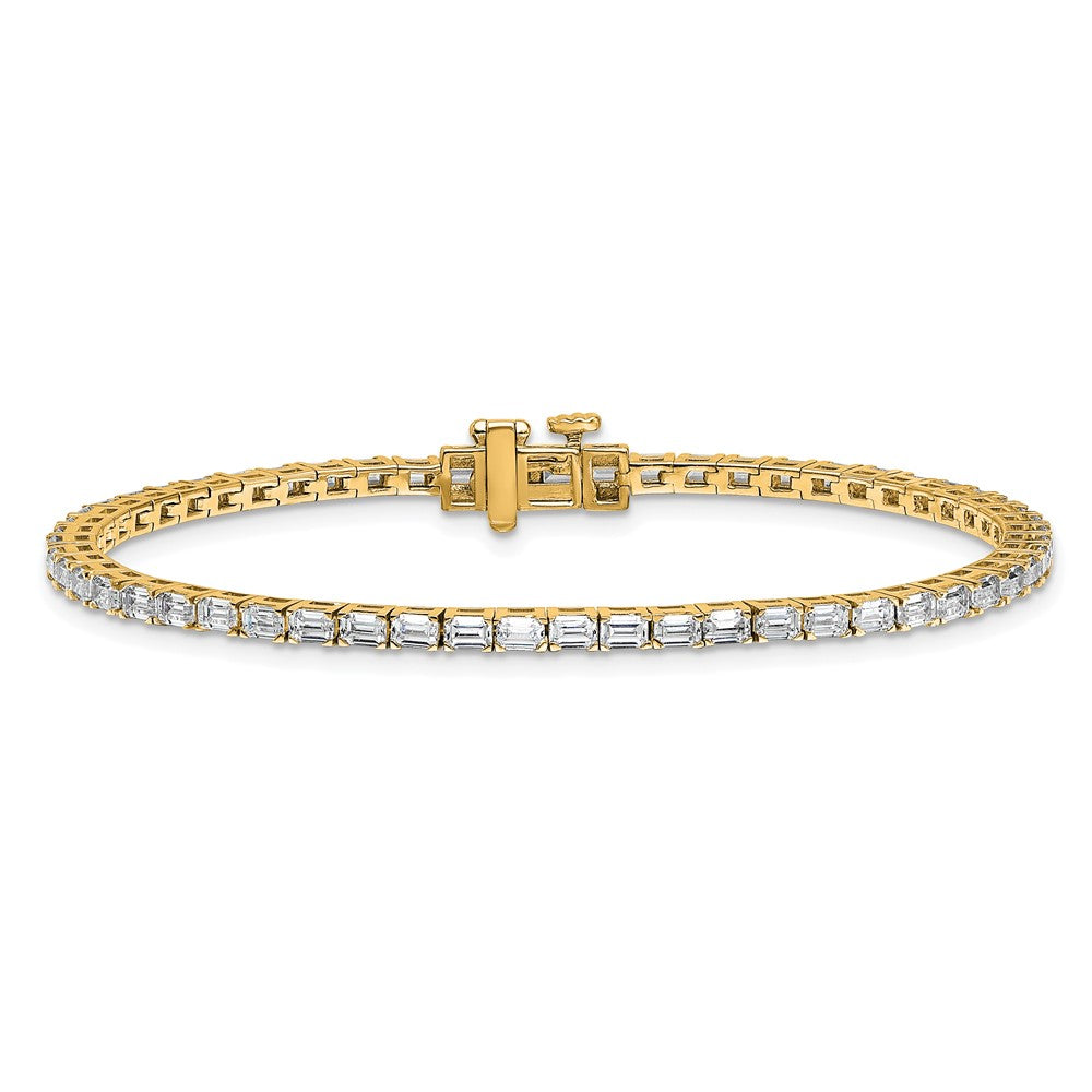14K Yellow Gold Certified 4Ctw Vs Def Lab Grown Emerald Diamond Tennis Bracelet