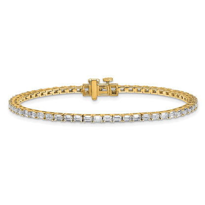 14K Yellow Gold Certified 4Ctw Vs Def Lab Grown Emerald Diamond Tennis Bracelet