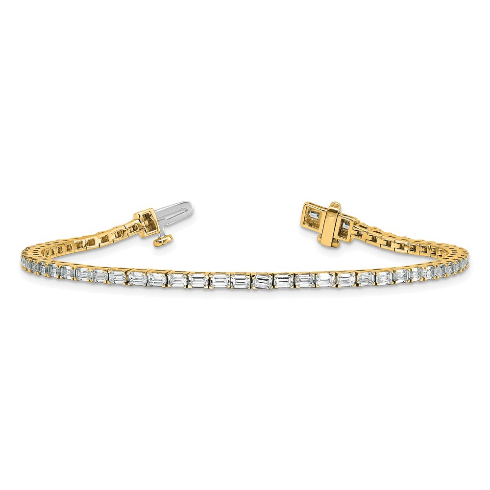 14K Yellow Gold Certified 4Ctw Vs Def Lab Grown Emerald Diamond Tennis Bracelet