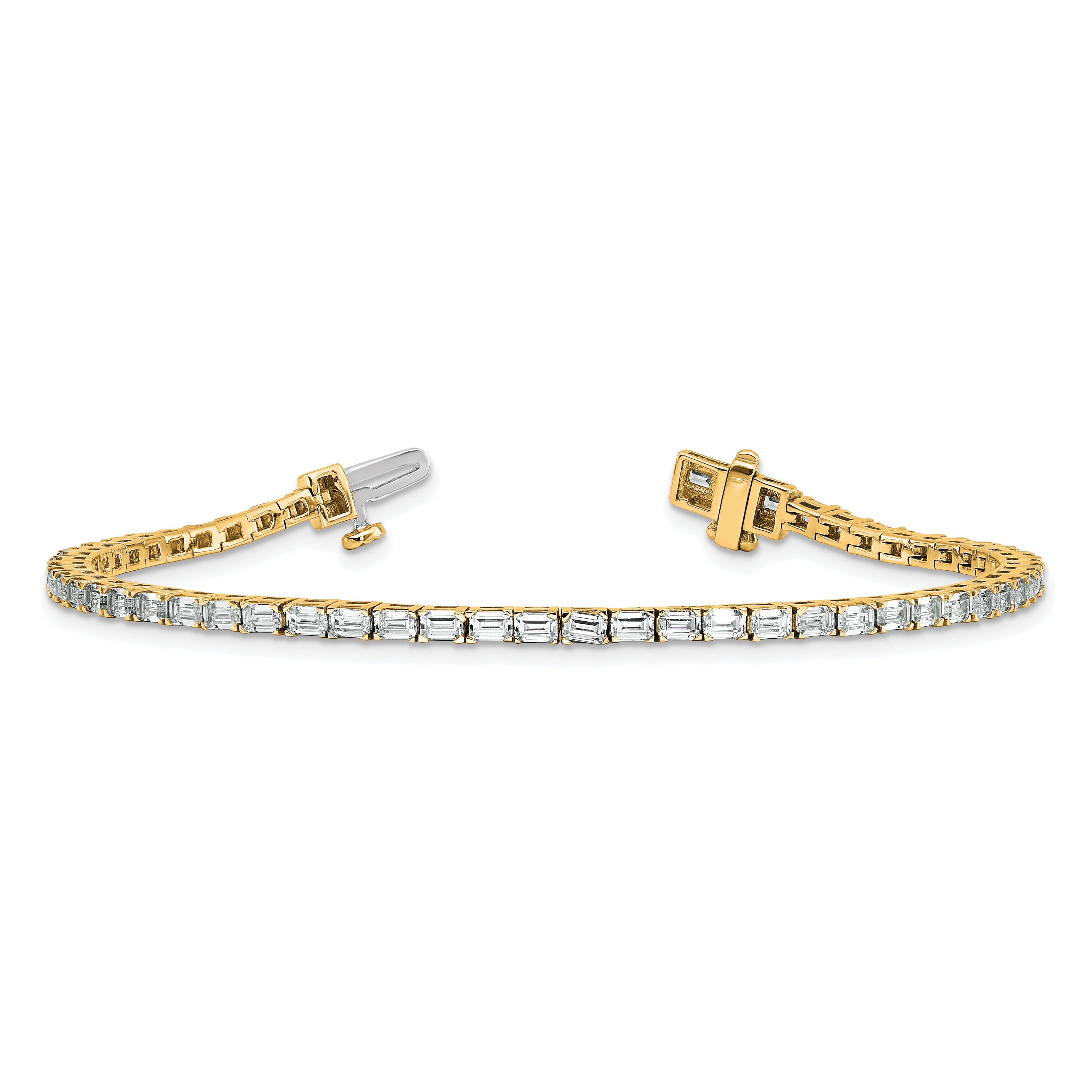 14K Yellow Gold Certified 4Ctw Vs/Si Fgh Lab Grown Emerald Diamond Tennis Bracelet