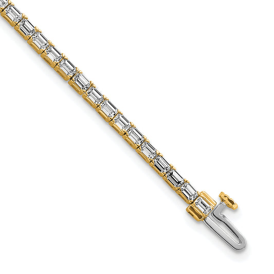 14K Yellow Gold Certified 4Ctw Vs/Si Fgh Lab Grown Emerald Diamond Tennis Bracelet