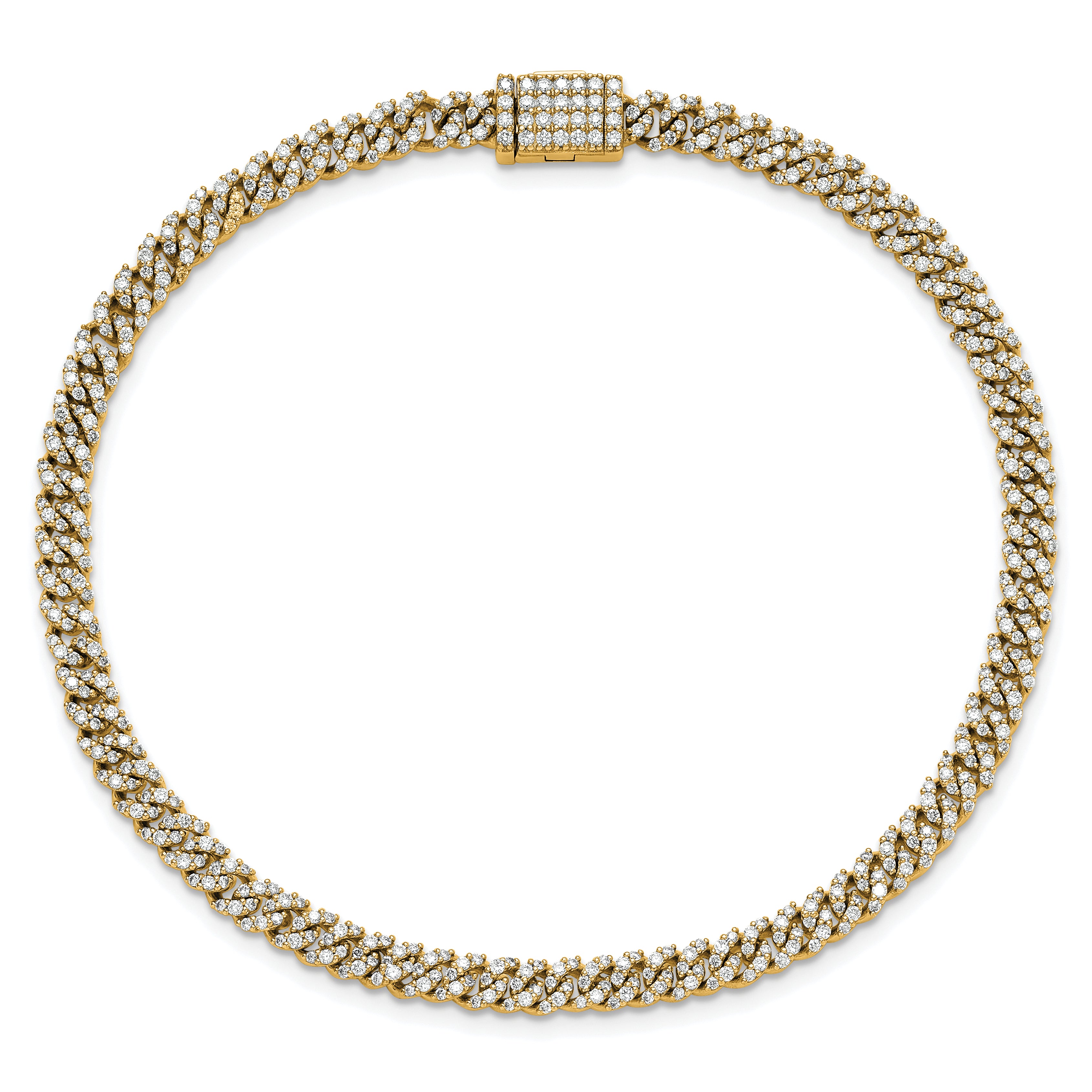 10K Yellow Gold 2 Carat Lab Grown Diamond Vs+ F+ 4mm Pav‚Äö Cuban Link Bracelet