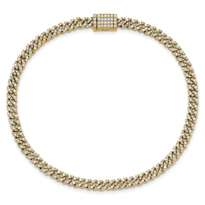 10K Yellow Gold 2 Carat Lab Grown Diamond Vs+ F+ 4mm Pav‚Äö Cuban Link Bracelet