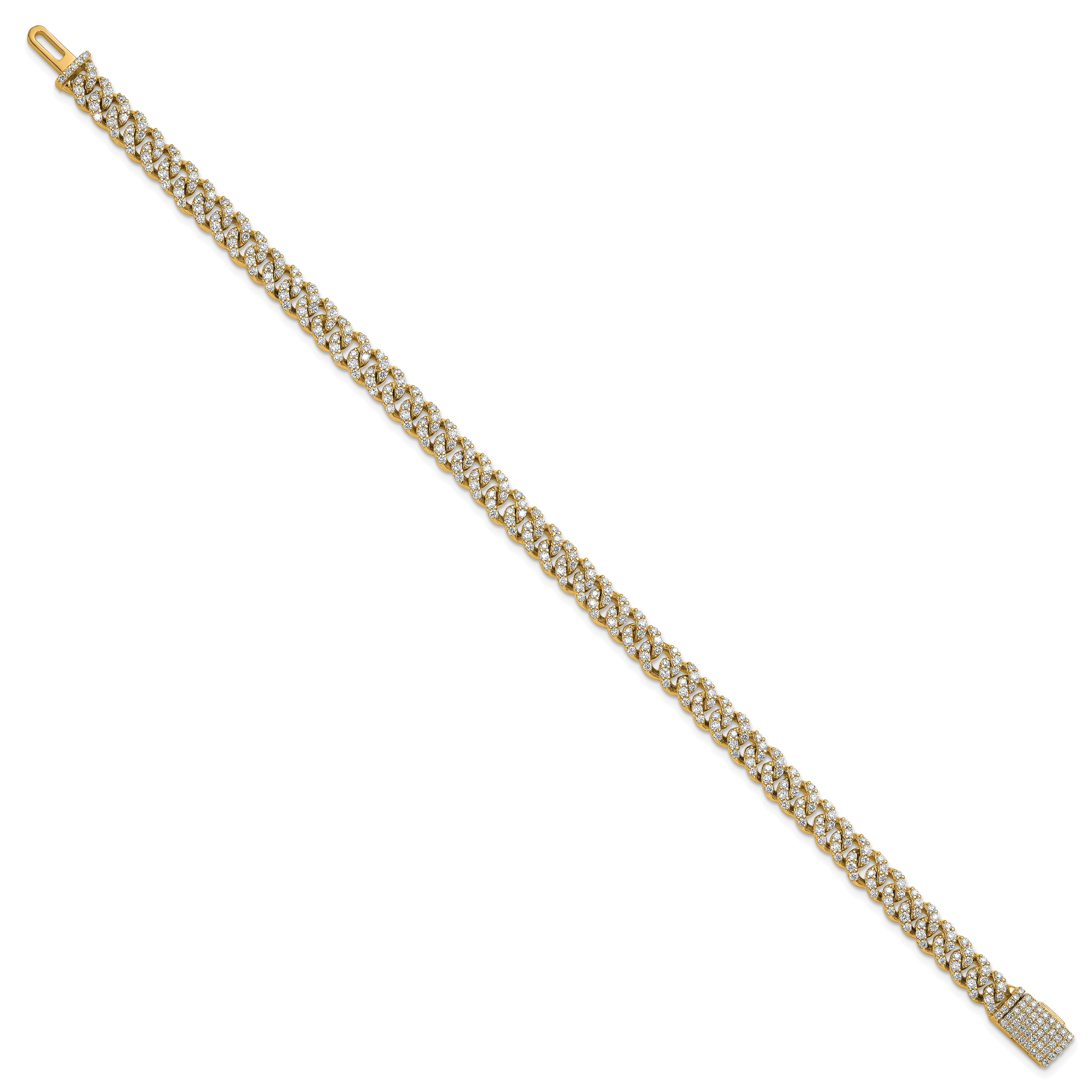 10K Yellow Gold 3 1/3 Carat Lab Grown Diamond Vs/Si+ G+ 4mm Pav‚Äö Cuban Link Bracelet