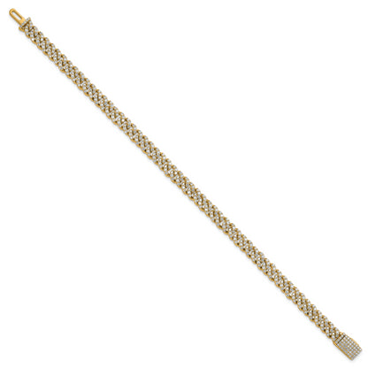 14K Yellow Gold 3 1/3 Carat Lab Grown Diamond Vs+ F+ 4mm Pav‚Äö Cuban Link Bracelet