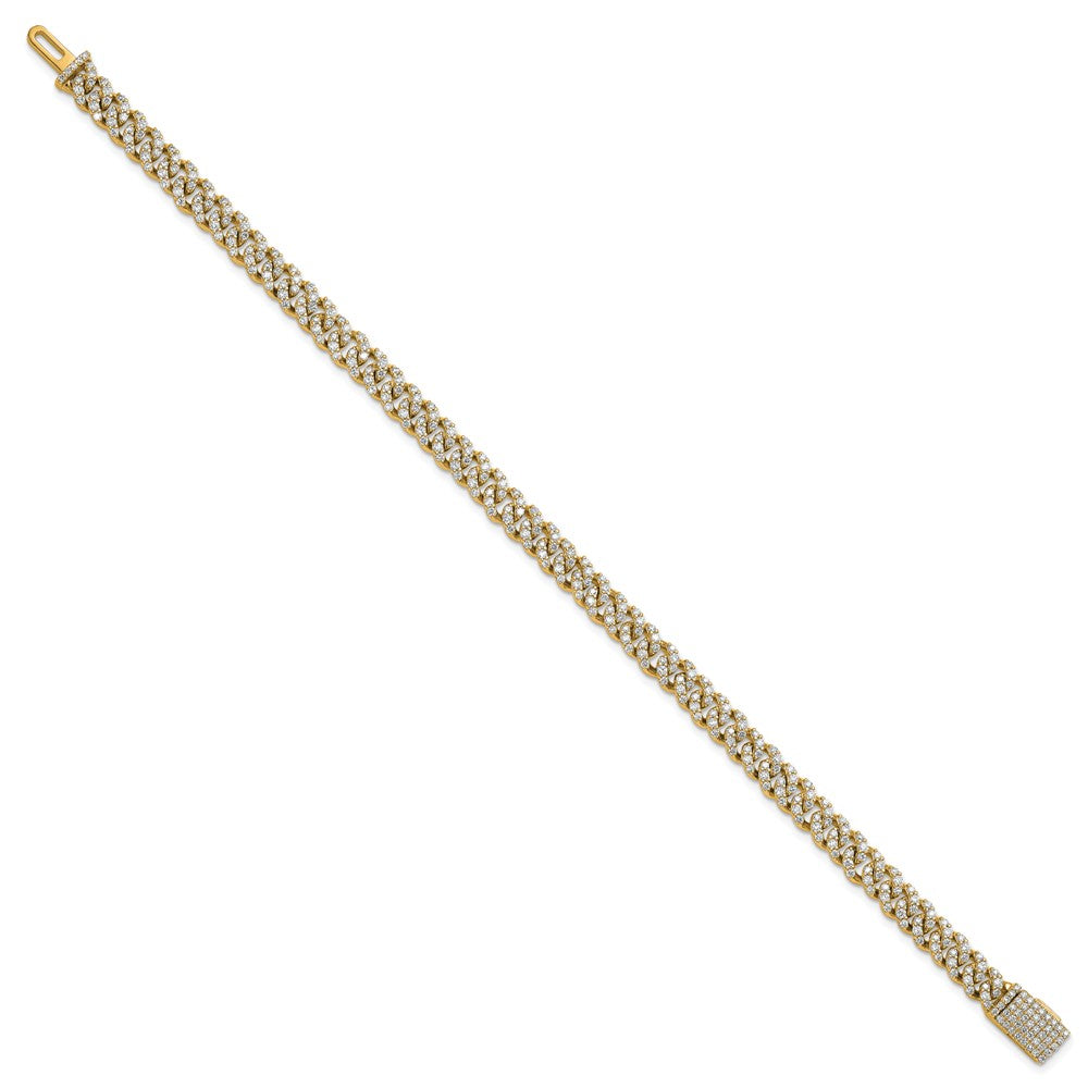 10K Yellow Gold 3 1/3 Carat Lab Grown Diamond Vs/Si+ G+ 4mm Pav‚Äö Cuban Link Bracelet
