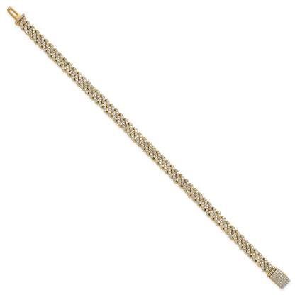 10K Yellow Gold 3 1/3 Carat Lab Grown Diamond Vs/Si+ G+ 4mm Pav‚Äö Cuban Link Bracelet