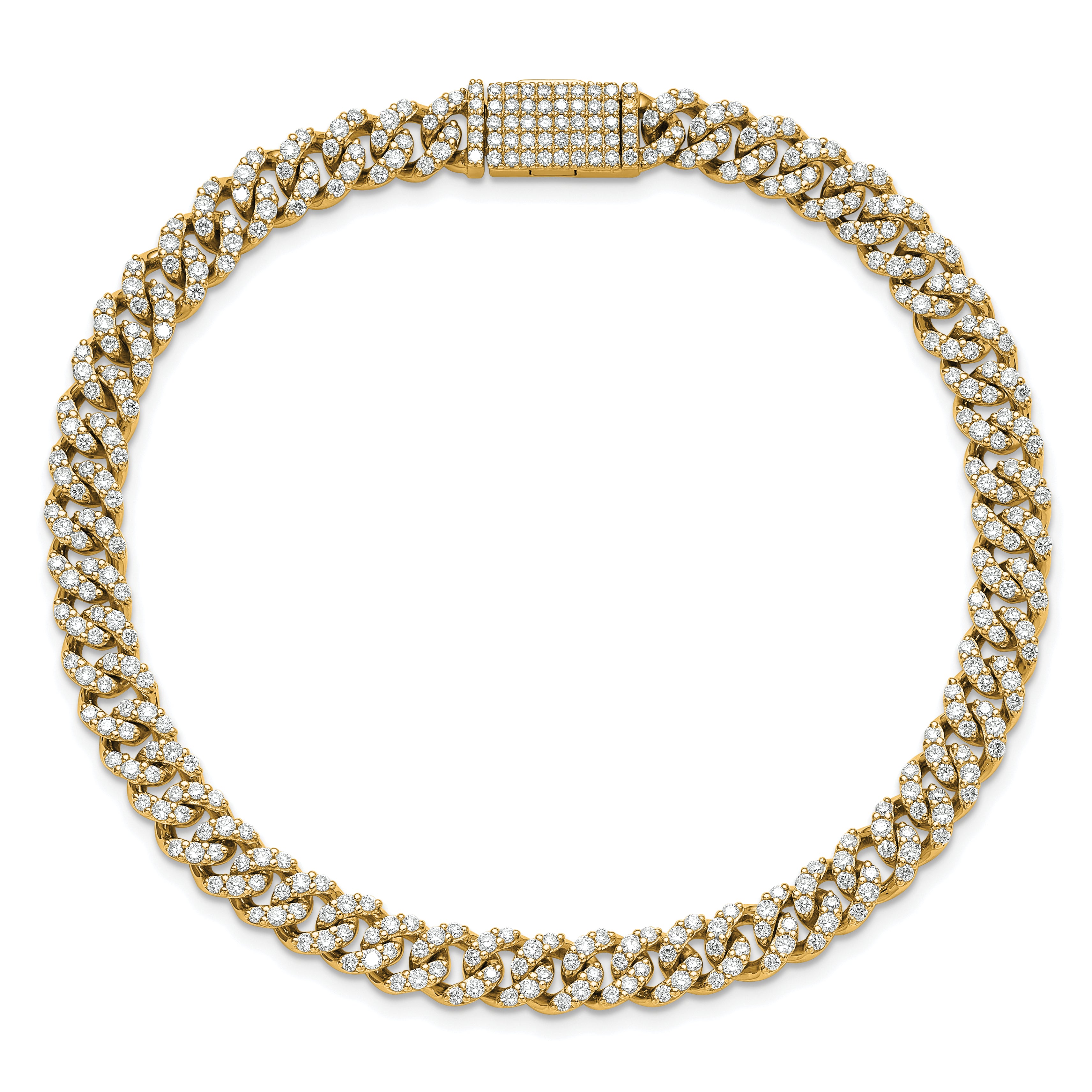 10K Yellow Gold 3 1/3 Carat Lab Grown Diamond Vs/Si+ G+ 4mm Pav‚Äö Cuban Link Bracelet