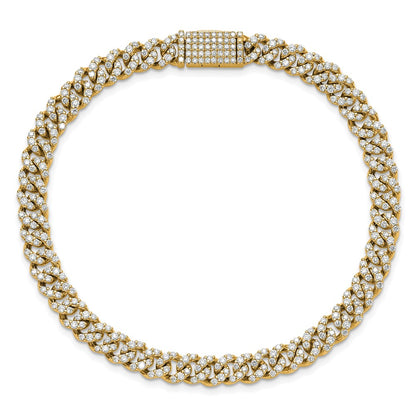 10K Yellow Gold 3 1/3 Carat Lab Grown Diamond Vs/Si+ G+ 4mm Pav‚Äö Cuban Link Bracelet