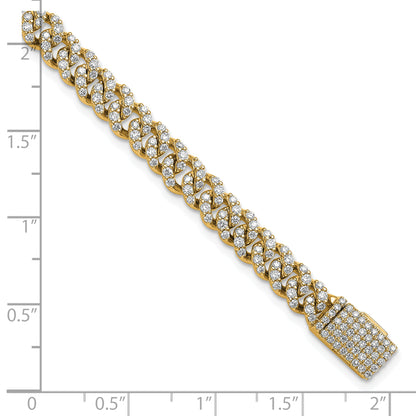 14K Yellow Gold 3 1/3 Carat Lab Grown Diamond Vs+ F+ 4mm Pav‚Äö Cuban Link Bracelet