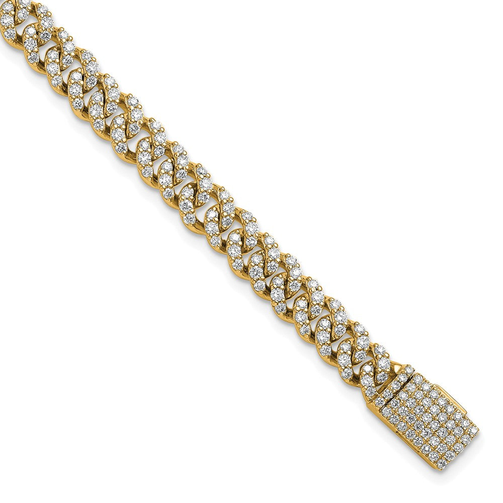 14K Yellow Gold 3 1/3 Carat Lab Grown Diamond Vs/Si+ G+ 4mm Pav‚Äö Cuban Link Bracelet