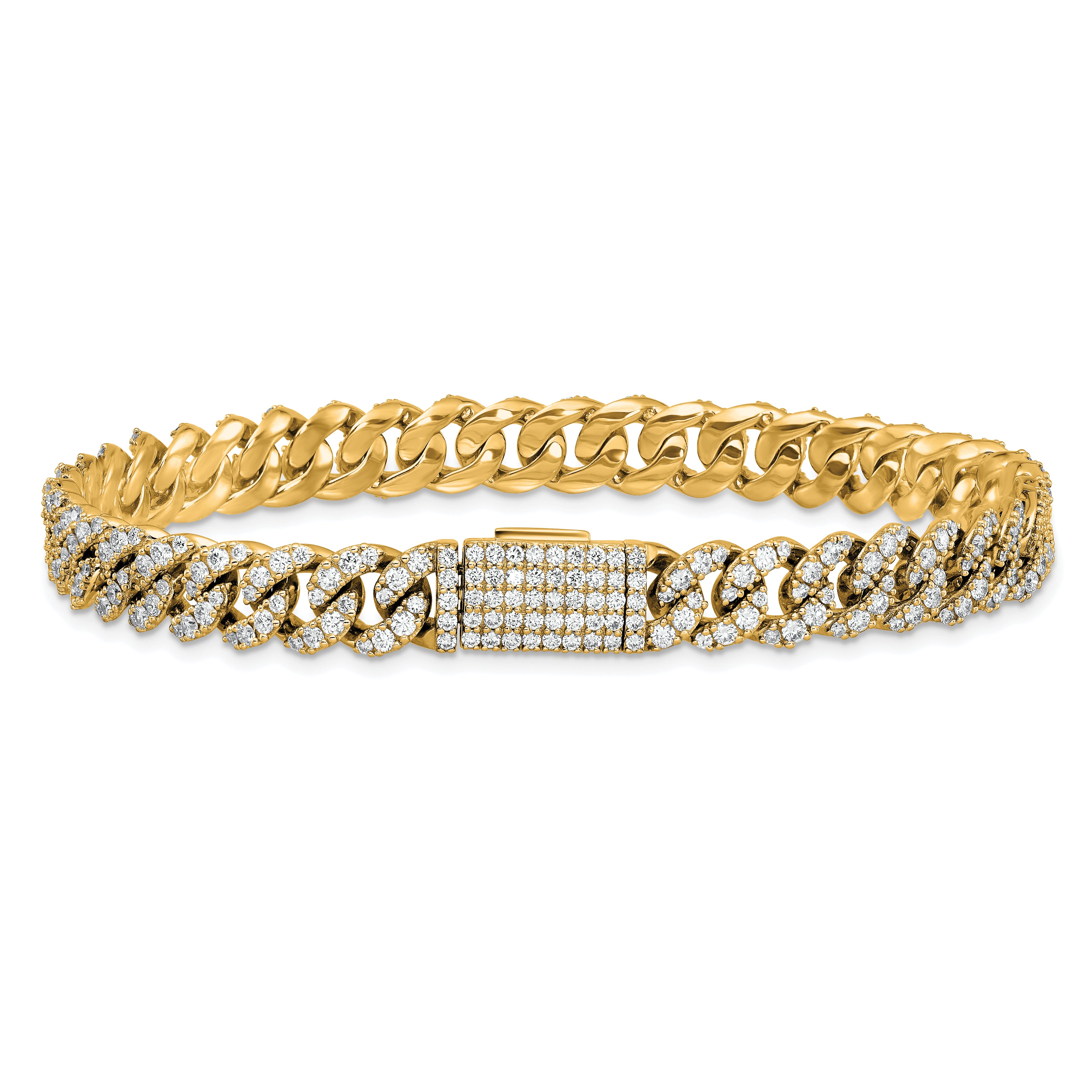14K Yellow Gold 5 Carat Lab Grown Diamond Vs/Si+ G+ 4mm Pav‚Äö Cuban Link Bracelet