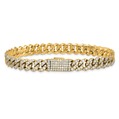 14K Yellow Gold 5 Carat Lab Grown Diamond Vs/Si+ G+ 4mm Pav‚Äö Cuban Link Bracelet
