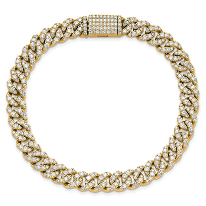 14K Yellow Gold 5 Carat Lab Grown Diamond Vs/Si+ G+ 4mm Pav‚Äö Cuban Link Bracelet