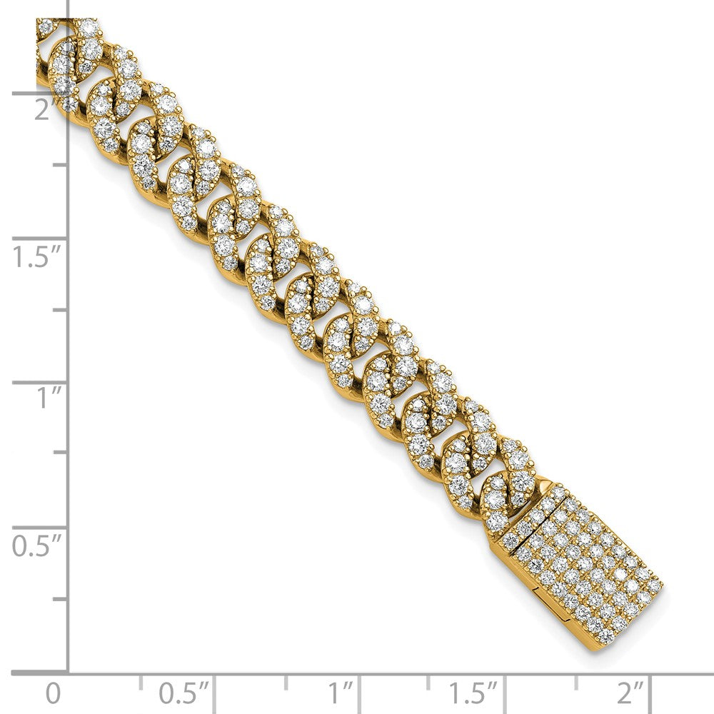 14K Yellow Gold 5 Carat Lab Grown Diamond Vs+ F+ 4mm Pav‚Äö Cuban Link Bracelet