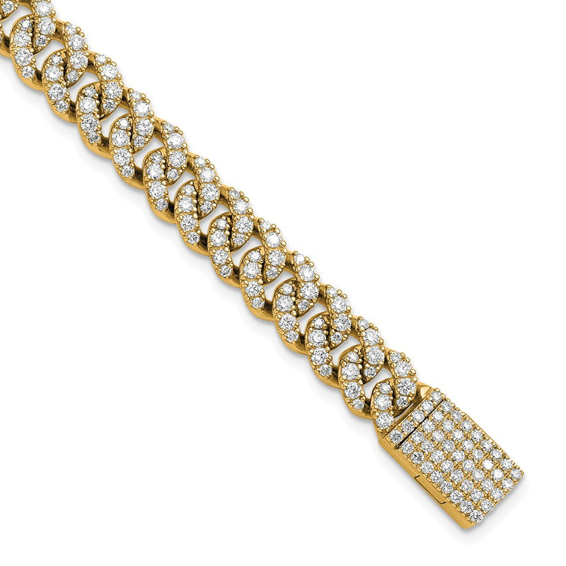 14K Yellow Gold 5 Carat Lab Grown Diamond Vs/Si+ G+ 4mm Pav‚Äö Cuban Link Bracelet