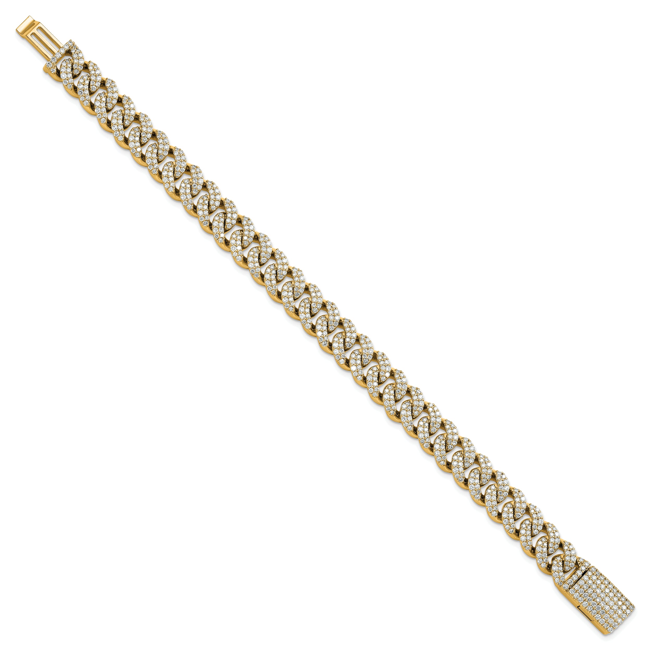 10K Yellow Gold 6 1/6 Carat Lab Grown Diamond Vs/Si+ G+ 4mm Pav‚Äö Cuban Link Bracelet