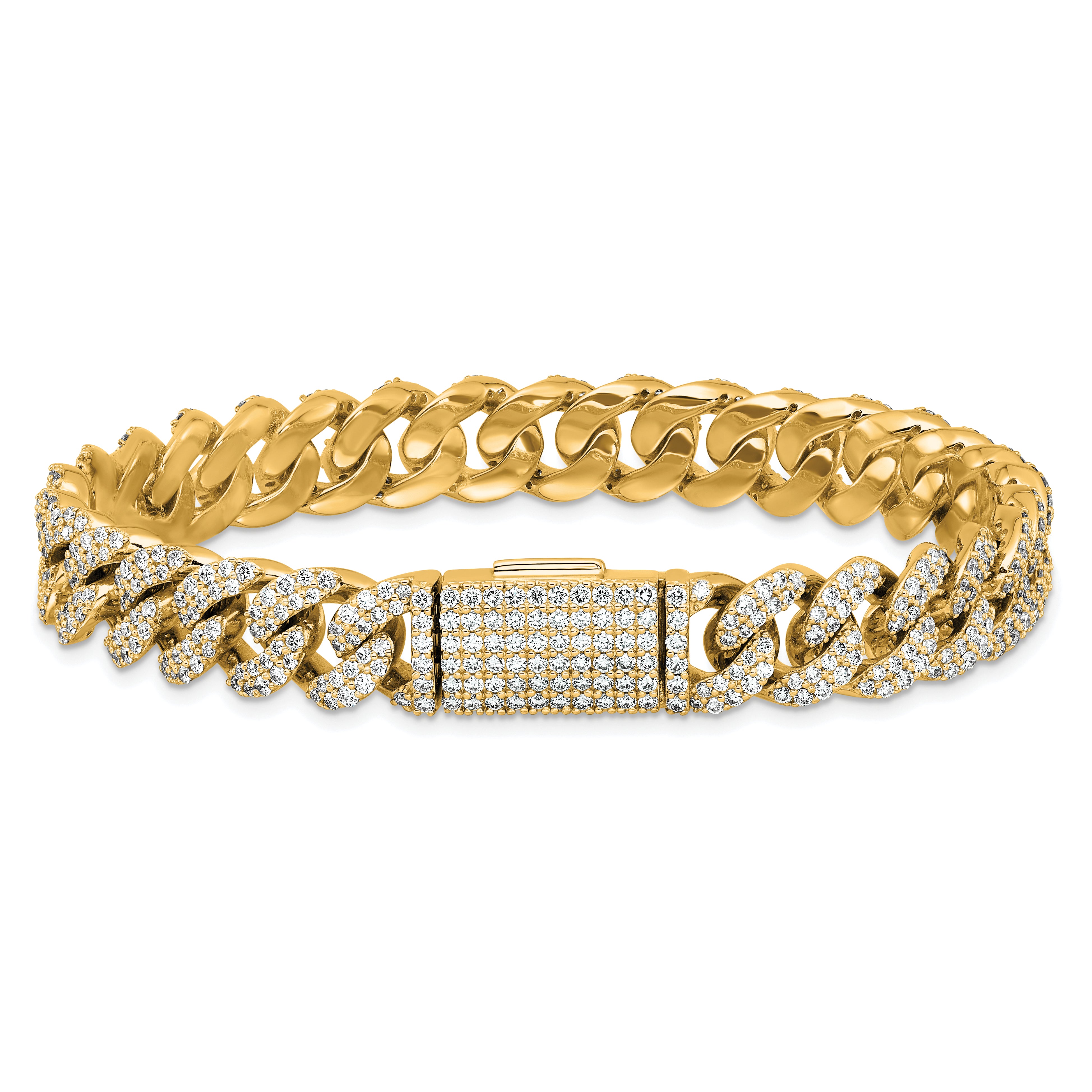 14K Yellow Gold 6 1/6 Carat Lab Grown Diamond Vs/Si+ G+ 4mm Pav‚Äö Cuban Link Bracelet