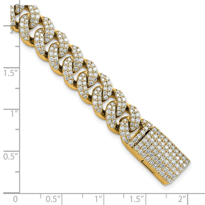 14K Yellow Gold 6 1/6 Carat Lab Grown Diamond Vs/Si+ G+ 4mm Pav‚Äö Cuban Link Bracelet