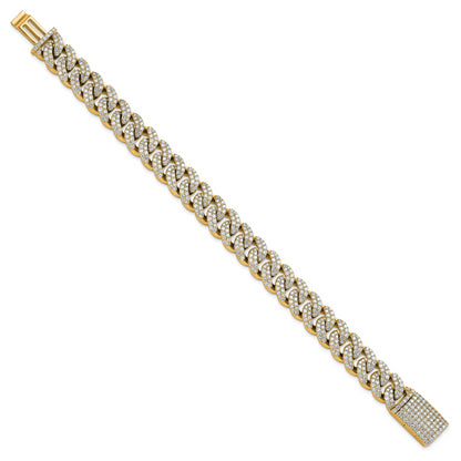 14K Yellow Gold 9 1/6 Carat Lab Grown Diamond Vs/Si+ G+ 4mm Pav‚Äö Cuban Link Bracelet