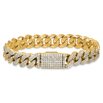 10K Yellow Gold 9 1/6 Carat Lab Grown Diamond Vs/Si+ G+ 4mm Pav‚Äö Cuban Link Bracelet