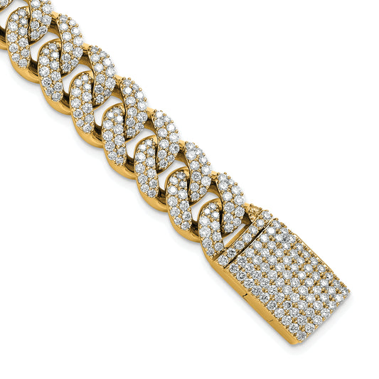 10K Yellow Gold 9 1/6 Carat Lab Grown Diamond Vs/Si+ G+ 4mm Pav‚Äö Cuban Link Bracelet