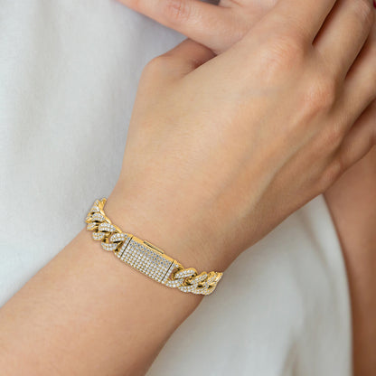 14K Yellow Gold 11 3/8 Carat Lab Grown Diamond Vs/Si+ G+ 4mm Pav‚Äö Cuban Link Bracelet