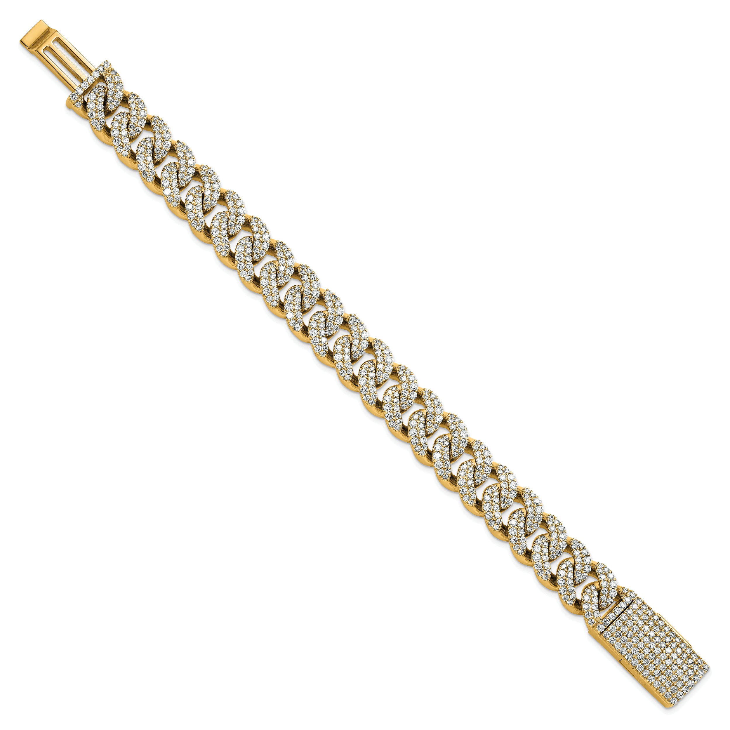 14K Yellow Gold 11 3/8 Carat Lab Grown Diamond Vs/Si+ G+ 4mm Pav‚Äö Cuban Link Bracelet