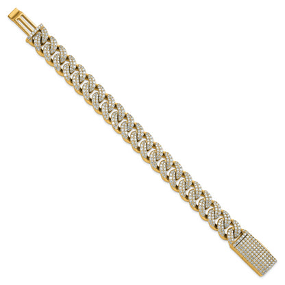 14K Yellow Gold 11 3/8 Carat Lab Grown Diamond Vs/Si+ G+ 4mm Pav‚Äö Cuban Link Bracelet