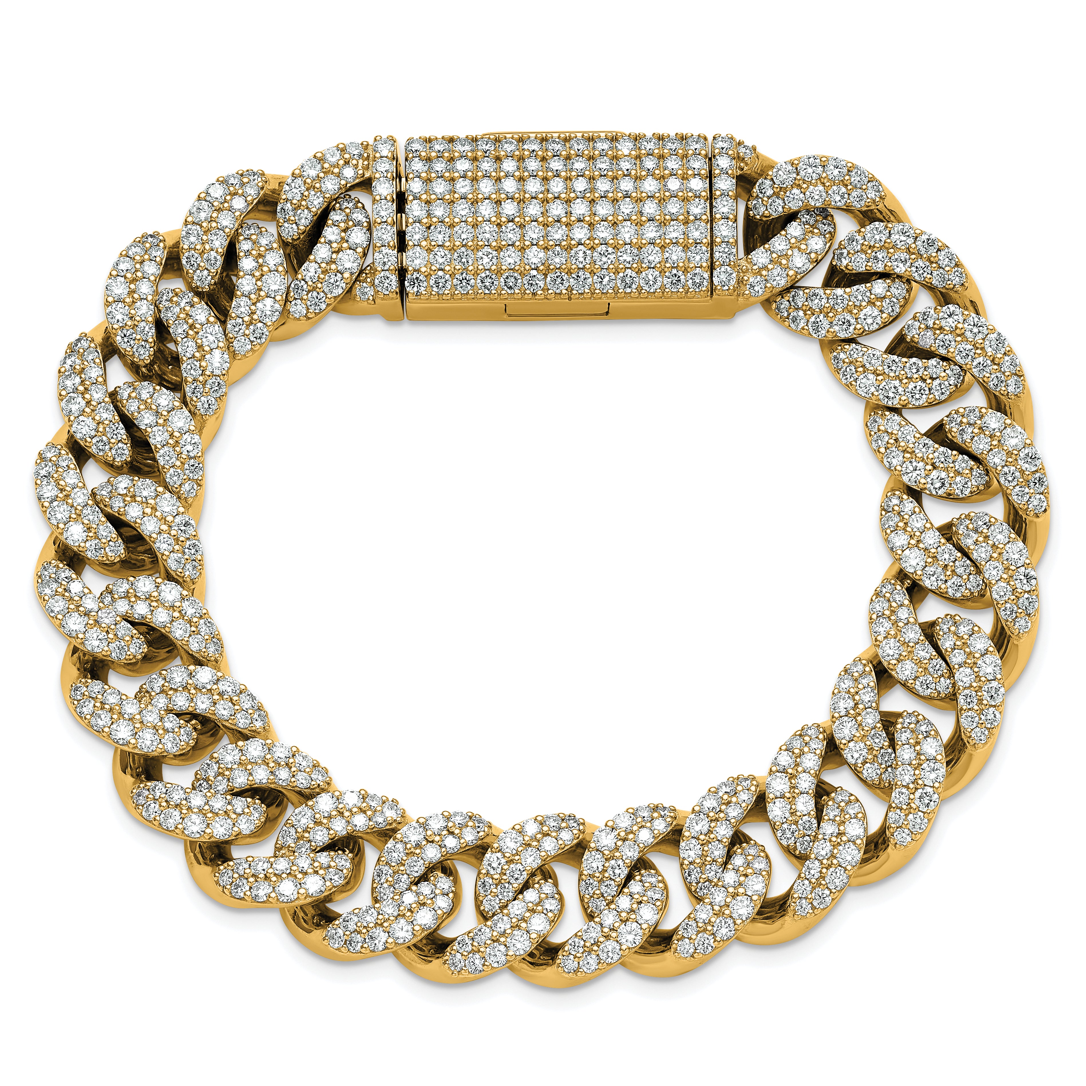 14K Yellow Gold 11 3/8 Carat Lab Grown Diamond Vs/Si+ G+ 4mm Pav‚Äö Cuban Link Bracelet