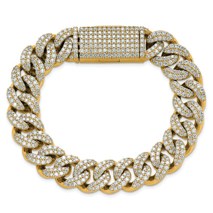 14K Yellow Gold 11 3/8 Carat Lab Grown Diamond Vs/Si+ G+ 4mm Pav‚Äö Cuban Link Bracelet