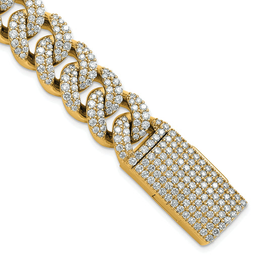 14K Yellow Gold 11 3/8 Carat Lab Grown Diamond Vs/Si+ G+ 4mm Pav‚Äö Cuban Link Bracelet
