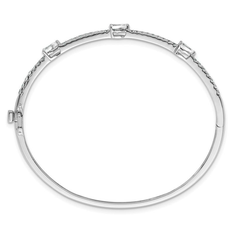 14K White Gold True Origin 1 3/8 Carat Lab Grown Diamond Vs D E F Round And Pear 6.75 Inch Bangle