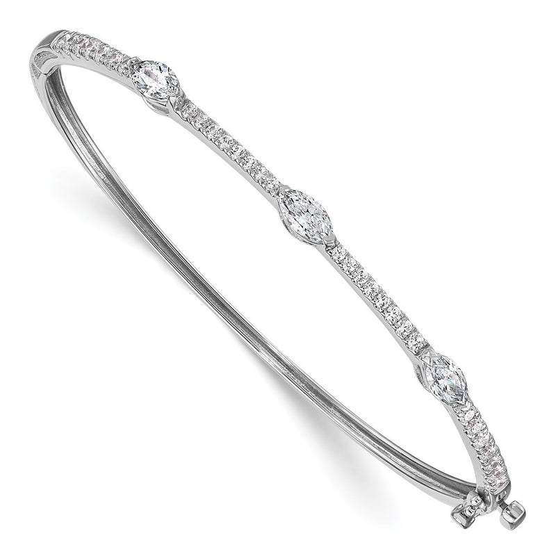 14K White Gold True Origin 1 5/8 Carat Lab Grown Diamond Vs D E F Round And Marquise 6.75 Inch Bangle