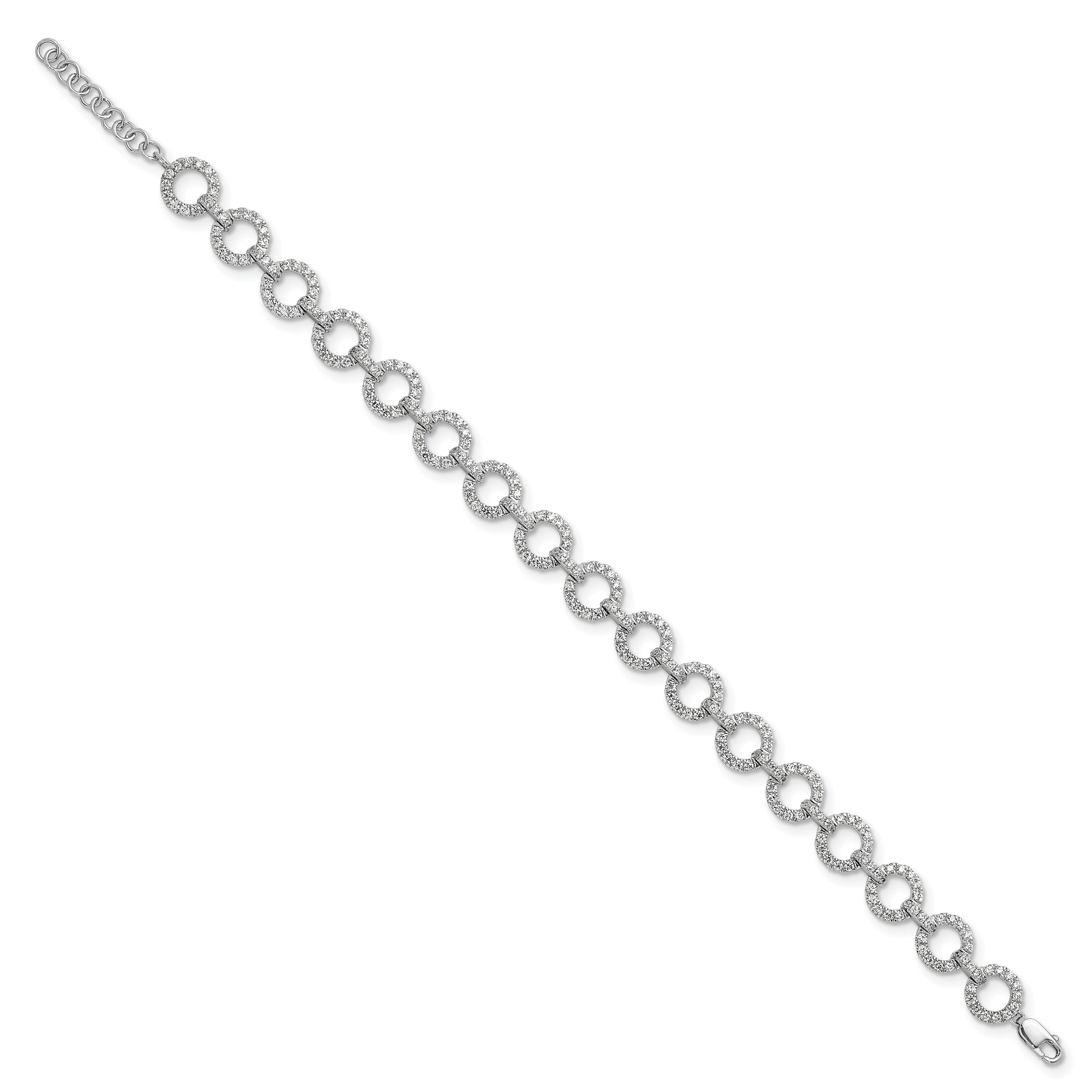 14K White Gold True Origin 2 7/8 Carat Lab Grown Diamond Vs Def 7 Inch Fancy Link Bracelet With A 1 Extension