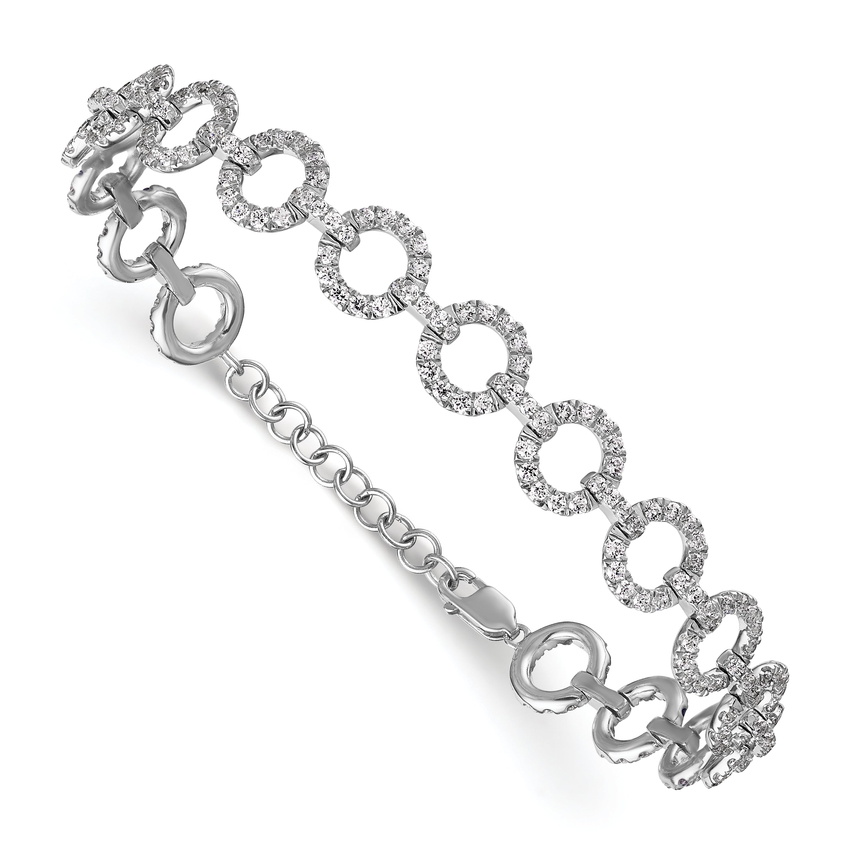 14K White Gold True Origin 2 7/8 Carat Lab Grown Diamond Vs Def 7 Inch Fancy Link Bracelet With A 1 Extension