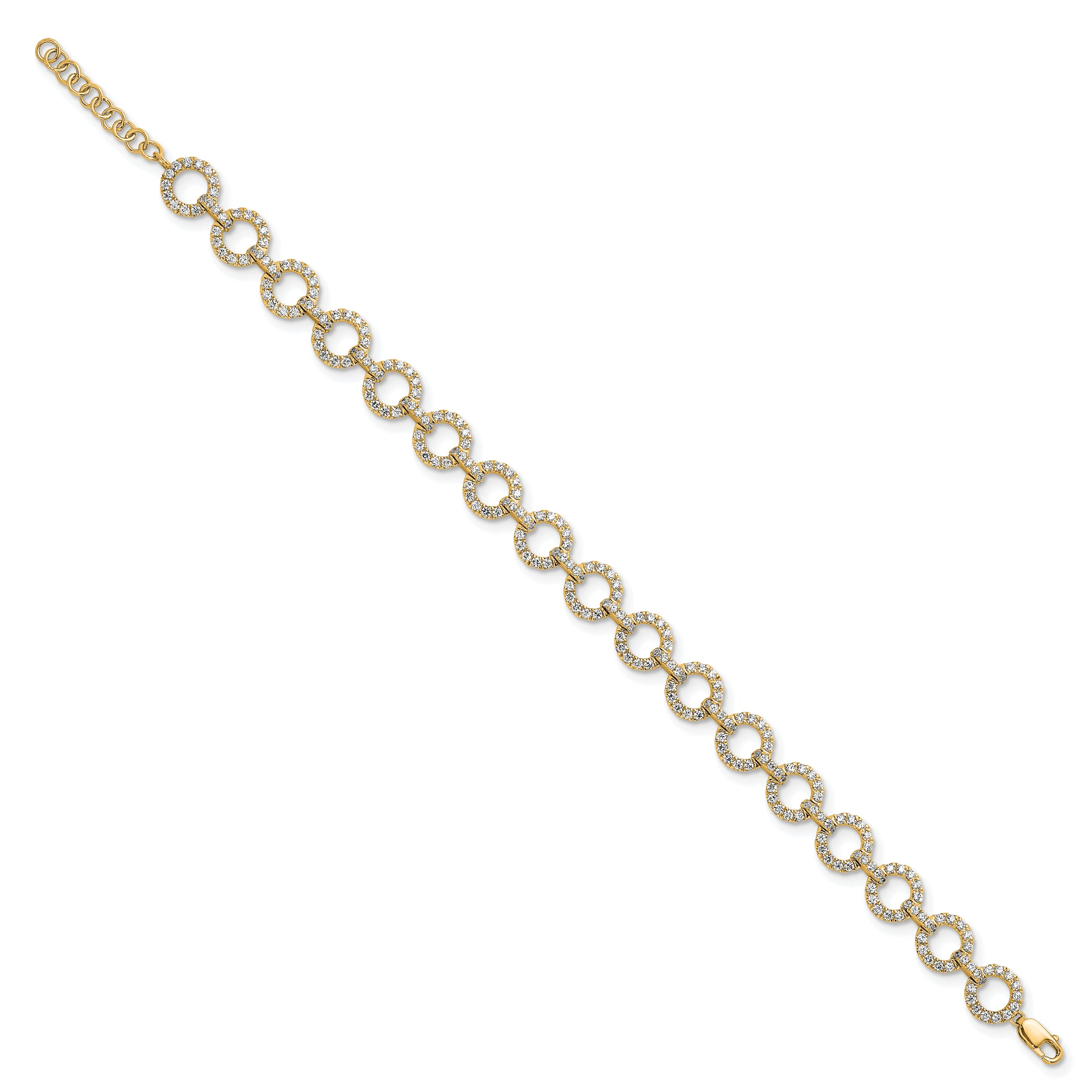 14K Yellow Gold True Origin 2 7/8 Carat Lab Grown Diamond Vs D E F 7 Inch Fancy Link Bracelet With A 1 Extension