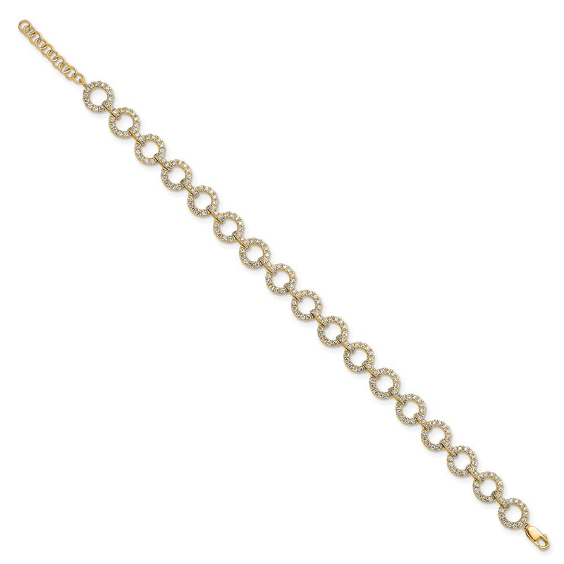 14K Yellow Gold True Origin 2 7/8 Carat Lab Grown Diamond Vs D E F 7 Inch Fancy Link Bracelet With A 1 Extension