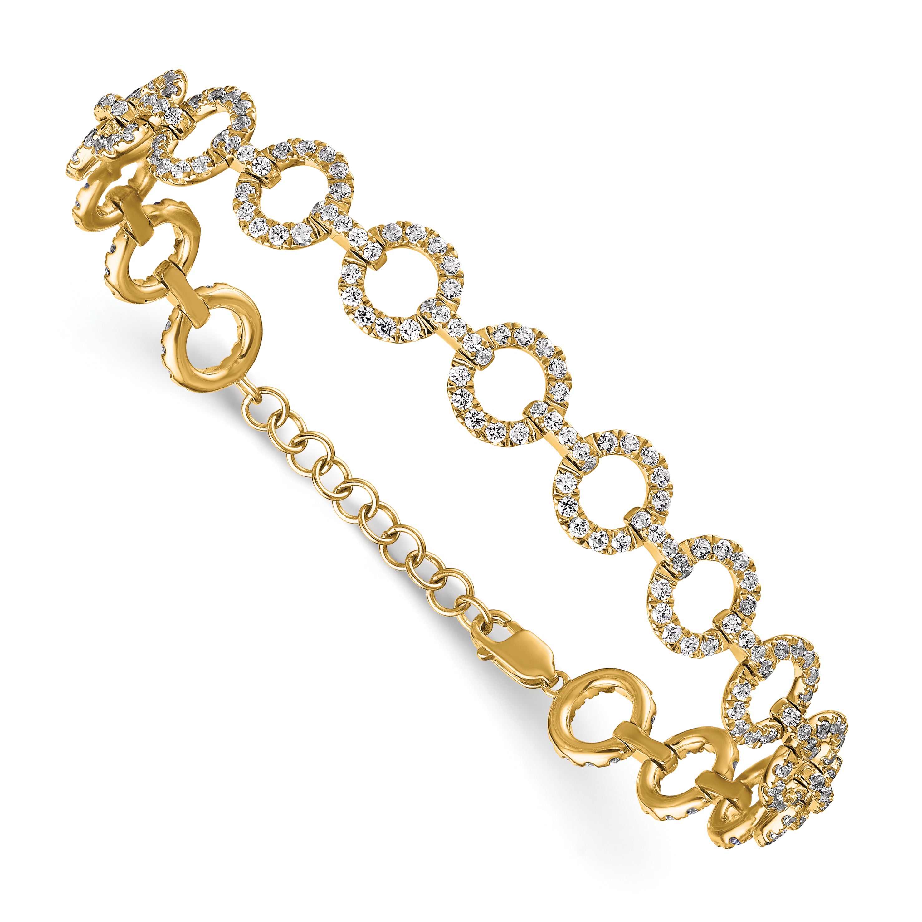 14K Yellow Gold True Origin 2 7/8 Carat Lab Grown Diamond Vs D E F 7 Inch Fancy Link Bracelet With A 1 Extension