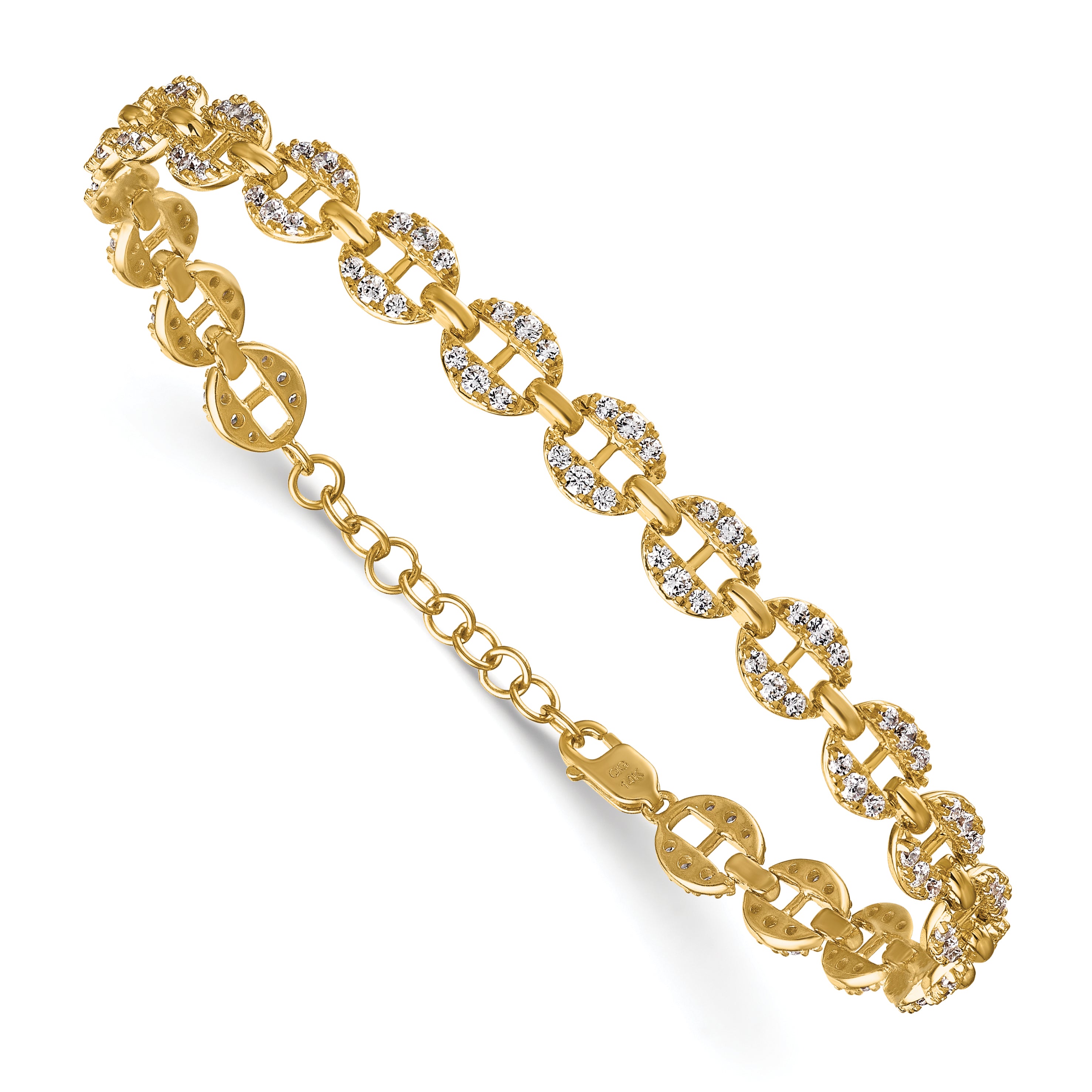 14K Yellow Gold True Origin 1 7/8 Carat Lab Grown Diamond Vs D E F 7 Inch Anchor Link Bracelet With A Extension