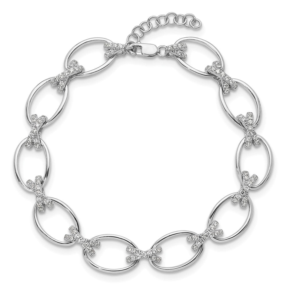 14K White Gold True Origin 1 1/6 Carat Lab Grown Diamond Vs Def 7 Inch X And O Bracelet With A Extension
