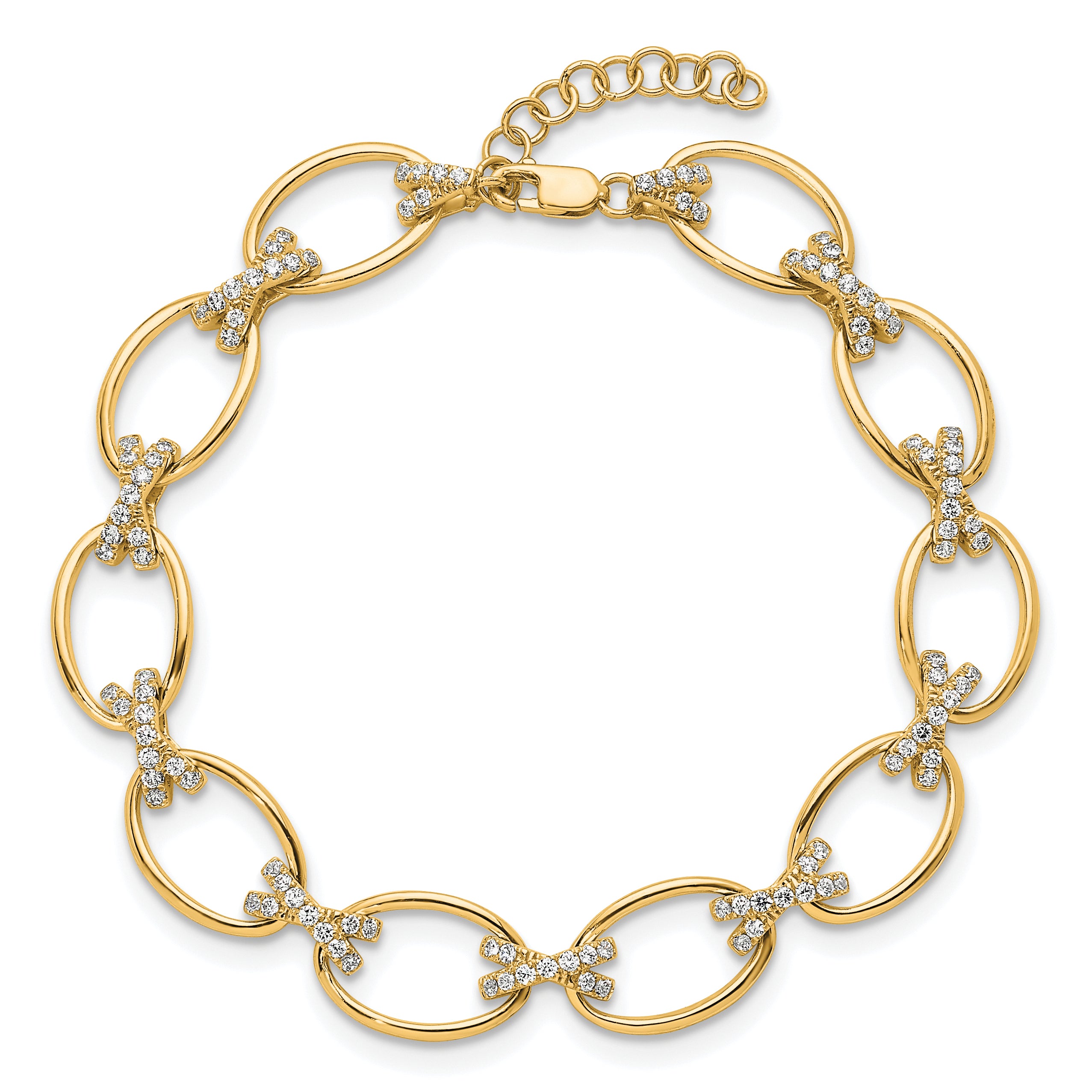 14K Yellow Gold True Origin 1 1/6 Carat Lab Grown Diamond Vs D E F 7 Inch X And O Bracelet With A Extension