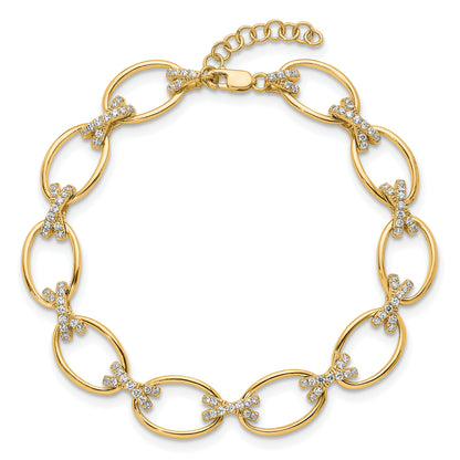 14K Yellow Gold True Origin 1 1/6 Carat Lab Grown Diamond Vs D E F 7 Inch X And O Bracelet With A Extension