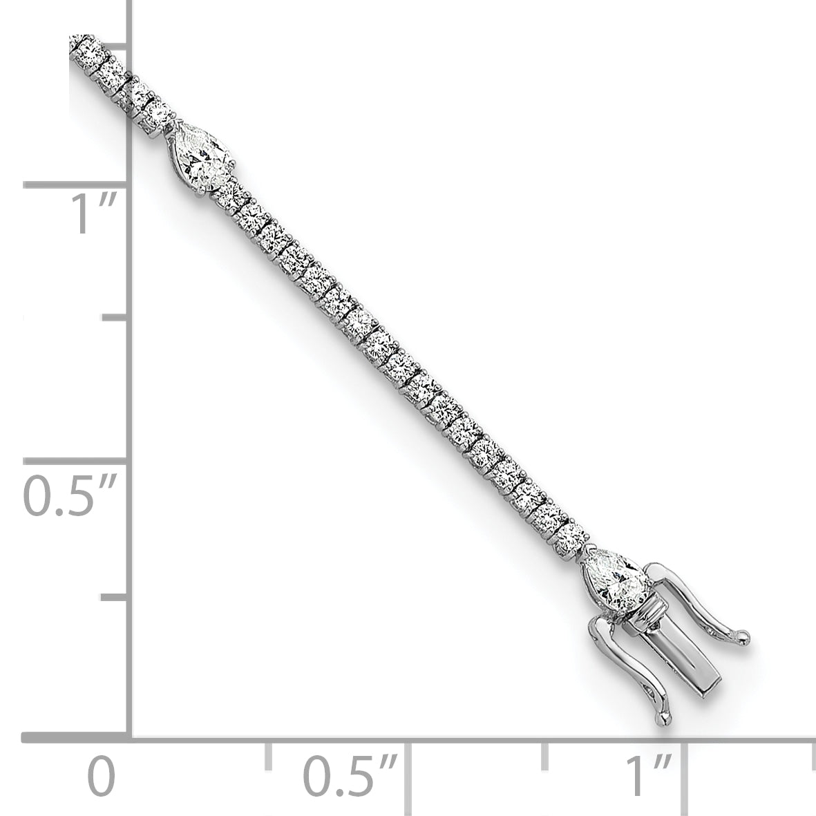 14K White Gold True Origin 4 1/2 Carat Lab Grown Diamond Vs D E F Round And Pear 7 Inch Bracelet