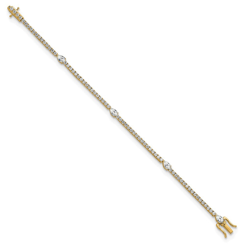 14K Yellow Gold True Origin 4 1/2 Carat Lab Grown Diamond Vs D E F Round And Pear 7 Inch Bracelet