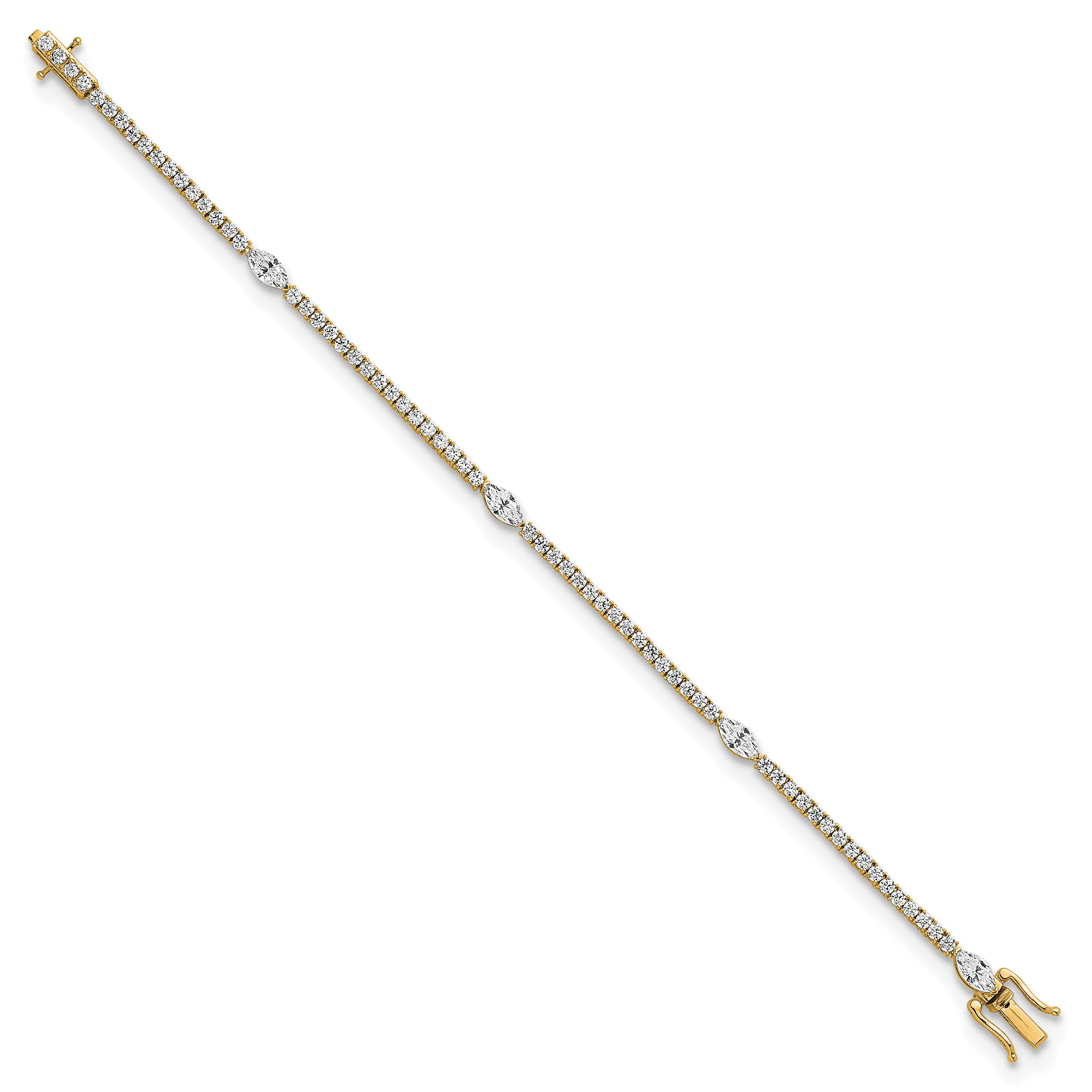 14K Yellow Gold True Origin 3 5/8 Carat Lab Grown Diamond Vs D E F Round And Marquise 7 Inch Bracelet