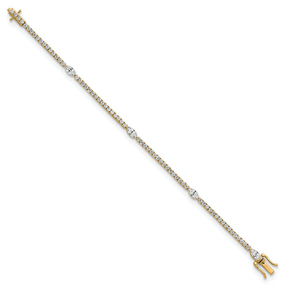 14K Yellow Gold True Origin 3 5/8 Carat Lab Grown Diamond Vs D E F Round And Marquise 7 Inch Bracelet