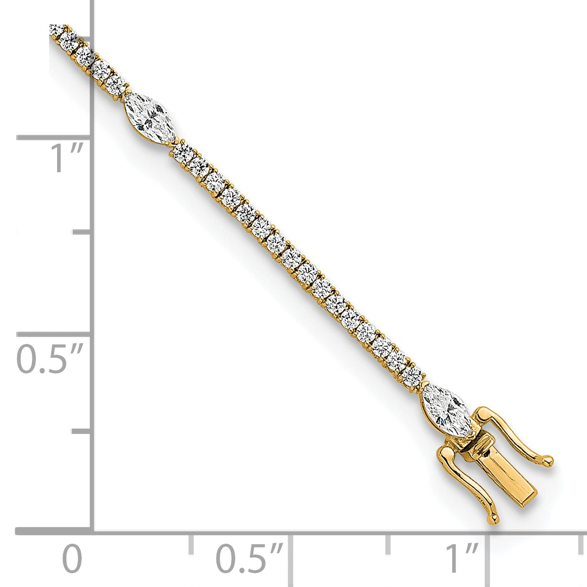 14K Yellow Gold True Origin 3 5/8 Carat Lab Grown Diamond Vs D E F Round And Marquise 7 Inch Bracelet